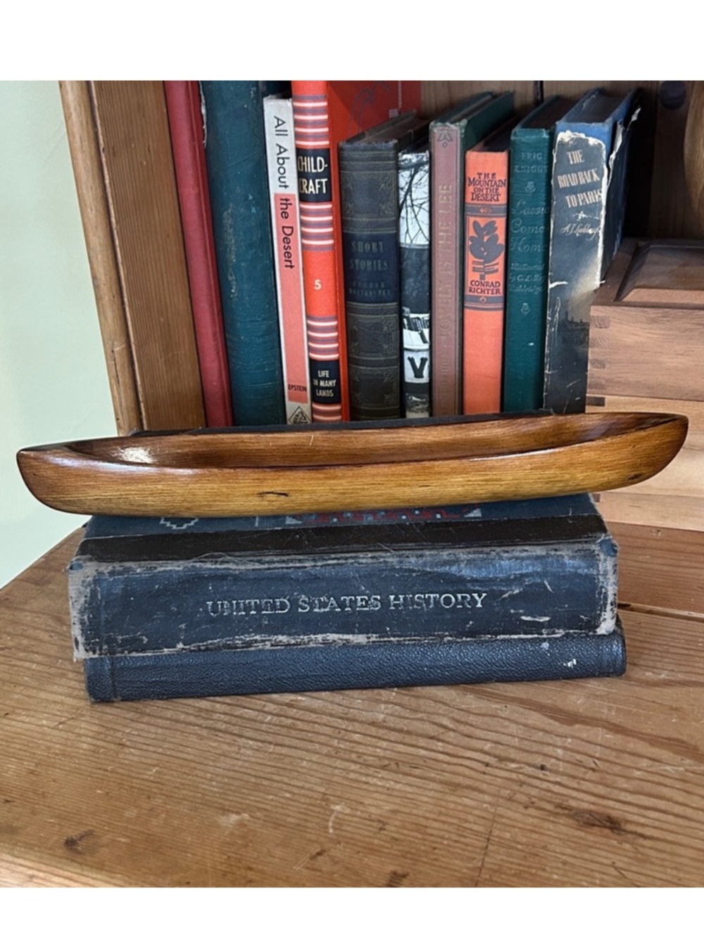 Vintage Wooden Canoe Olive Tray